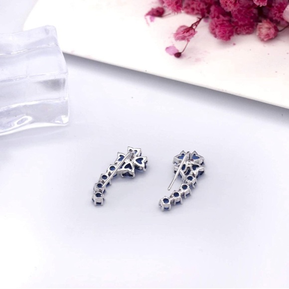 Flower Cubic Zirconia Crystal EarClimbers - Picture 5 of 5